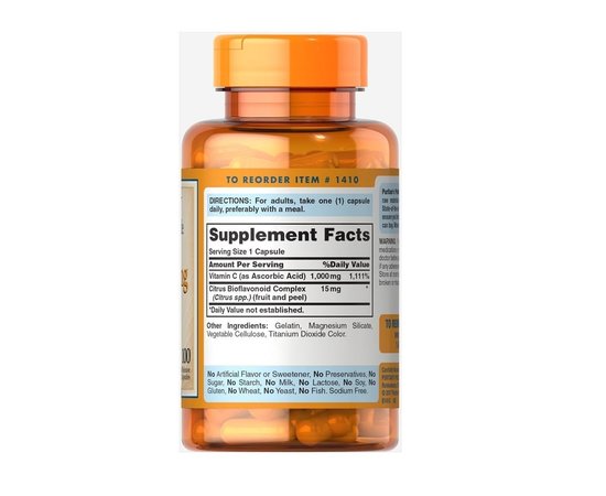 Puritan's Pride Vitamin C-1000 mg with Bioflavonoids 200 tabs, image , зображення 2
