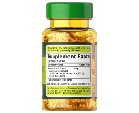 Puritan's Pride Garlic Extract 1000 mg 100 softgels, image , зображення 2