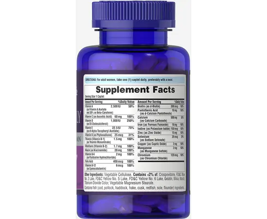 Puritan's Pride One Daily Women’s Multivitamin 100 tabs, Puritan's Pride One Daily Women’s Multivitamin 100 tabs , изображение 2 в интернет магазине Mega Mass