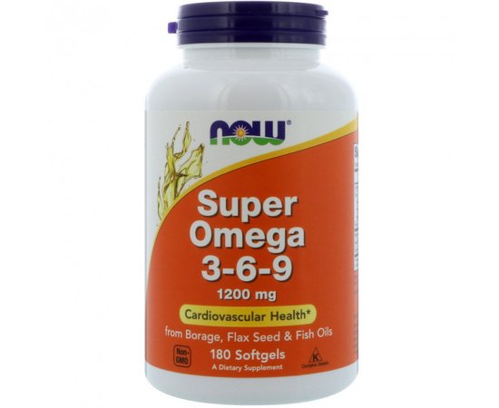 NOW Super Omega 3-6-9 1200 mg 180 softgels, image 