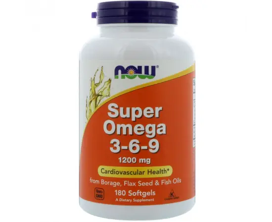 NOW Super Omega 3-6-9 1200 mg 180 softgels, image 