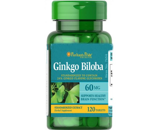 Puritan's Pride Ginkgo Biloba 60 mg 120 tabs, image 