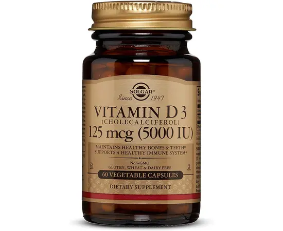 Solgar Vitamin D3 125 mcg (5000 IU) 60 veg caps, Solgar Vitamin D3 125 mcg (5000 IU) 60 veg caps  в интернет магазине Mega Mass