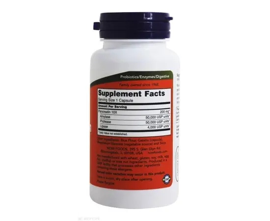 NOW Pancreatin 10X 200 mg 100 caps, NOW Pancreatin 10X 200 mg 100 caps , изображение 2 в интернет магазине Mega Mass