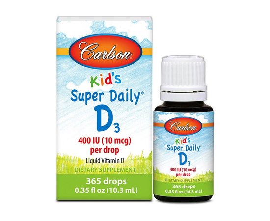 Carlson Labs Kid's Super Daily D3 400 IU 10,3 ml, Carlson Labs Kid's Super Daily D3 400 IU 10,3 ml  в интернет магазине Mega Mass