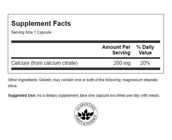 Swanson Calcium Citrate 200 mg 60 caps, image , зображення 2