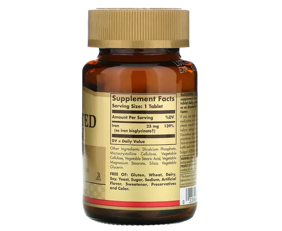 Solgar Chelated Iron 100 tabs, image , зображення 2