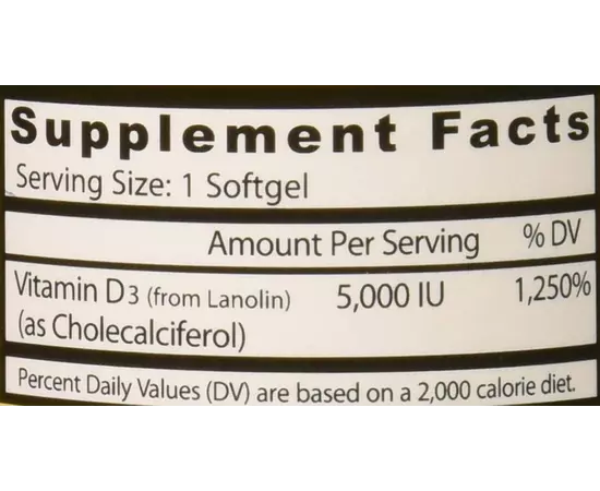Healthy Origins Vitamin D3 5000 IU 120 softgels, image , зображення 4