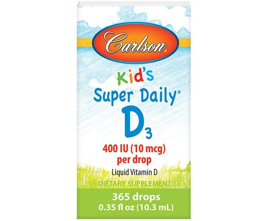 Carlson Labs Kid's Super Daily D3 400 IU 10,3 ml, Carlson Labs Kid's Super Daily D3 400 IU 10,3 ml , изображение 2 в интернет магазине Mega Mass