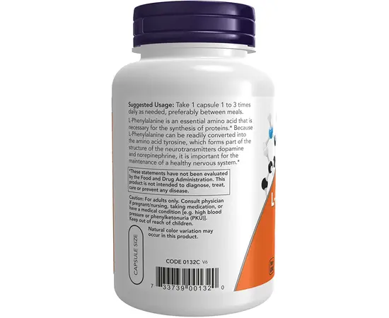 NOW L-Phenylalanine 500 mg 120 caps, NOW L-Phenylalanine 500 mg 120 caps , изображение 3 в интернет магазине Mega Mass