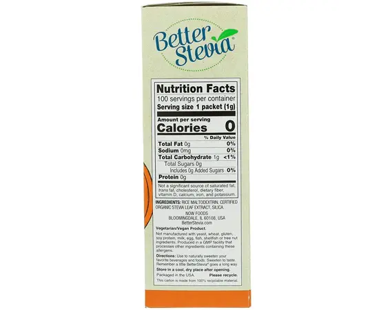 NOW Better Stevia 100 packets, NOW Better Stevia 100 packets , изображение 3 в интернет магазине Mega Mass