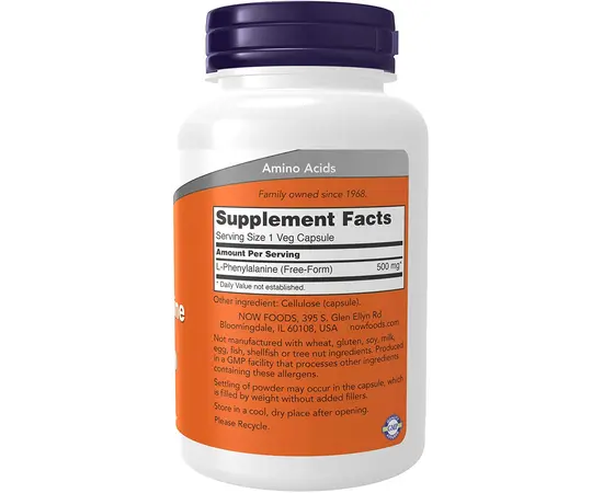 NOW L-Phenylalanine 500 mg 120 caps, NOW L-Phenylalanine 500 mg 120 caps , изображение 2 в интернет магазине Mega Mass