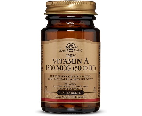 Solgar Vitamin A 1500 mcg (5000 IU) 100 tabs, image 