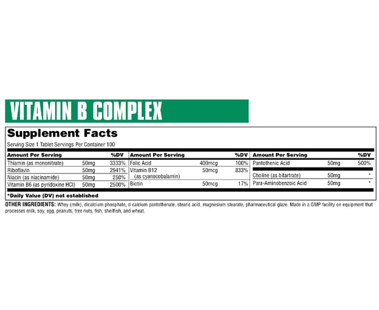 Universal Vitamin B Complex 100 tabs, Universal Vitamin B Complex 100 tabs , изображение 2 в интернет магазине Mega Mass