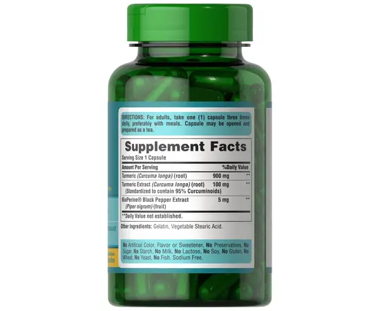 Puritan's Pride Turmeric Curcumin 1000 mg 60 caps, image , зображення 2