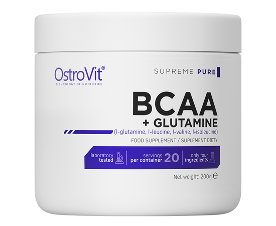OstroVit BCAA + Glutamine 200 g, Смак: Orange / Апельсин, image 