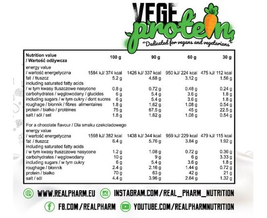 Real Pharm Vege Protein 600 g, image , зображення 2