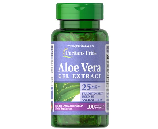 Puritan's Pride Aloe Vera 25 mg 100 softgels, image 