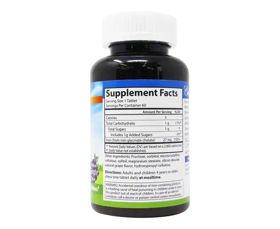 Carlson Chewable Iron 27 mg 60 tabs Grape, image , зображення 3