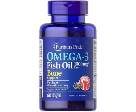 Puritan's Pride Omega-3 Fish Oil Bone Support 1000 mg 60 softgels, image 