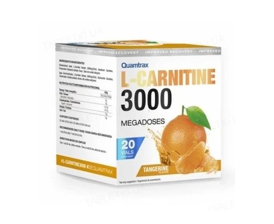 Quamtrax L-Carnitine 3000 - 20 флаконів, Смак: Green Tea / Зелений Чай, image , зображення 2