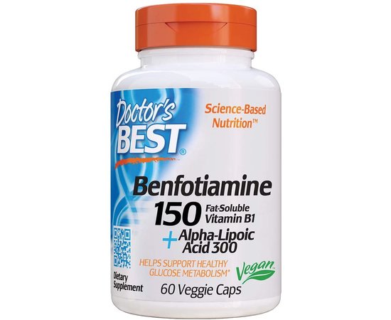 Doctor's Best Best Benfotiamine 150 + Alpha-Lipoic Acid 300 60 Veggie Caps, image 