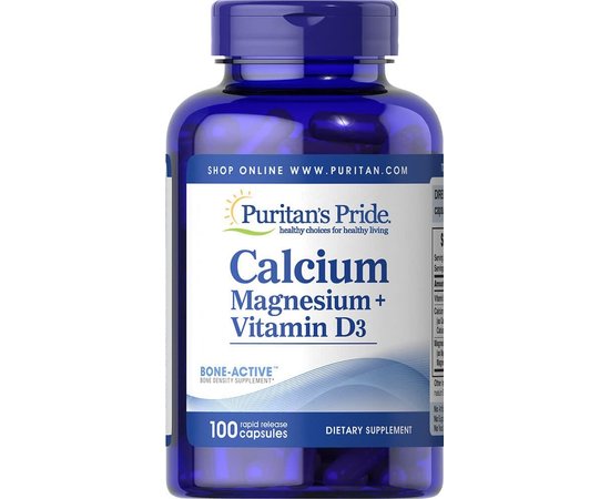 Puritan's Pride Calcium Magnesium plus Vitamin D3 100 caps, Puritan's Pride Calcium Magnesium plus Vitamin D3 100 caps  в интернет магазине Mega Mass