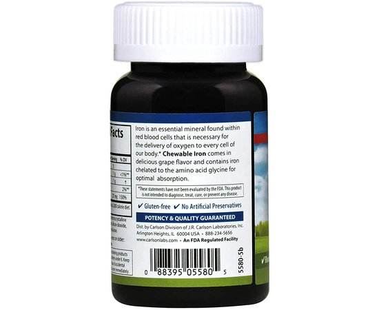 Carlson Chewable Iron 27 mg 60 tabs Grape, image , зображення 2