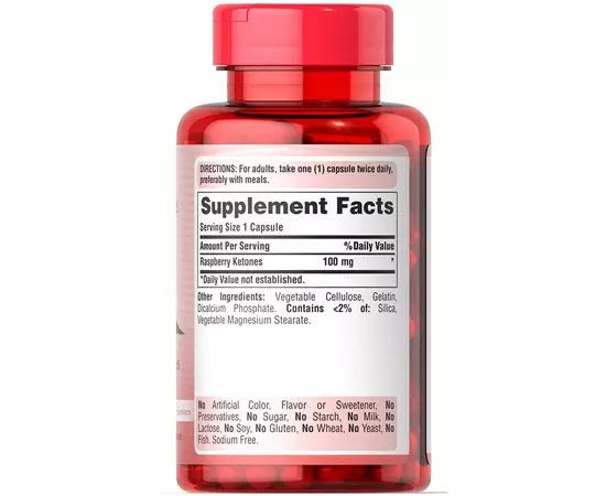 Puritan's Pride Raspberry Ketones 120 caps, Puritan's Pride Raspberry Ketones 120 caps , изображение 2 в интернет магазине Mega Mass
