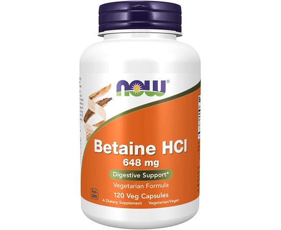 NOW Betaine HCI 648 mg 120 caps, image 
