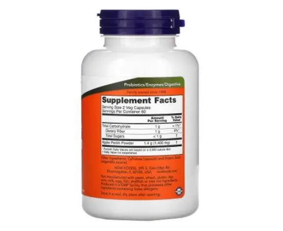 NOW Apple Pectin 700 mg 120 caps, image , зображення 2