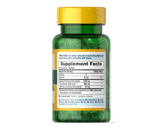 Puritan's Pride Evening Primrose oil 500 mg 100 softgels, image , зображення 2