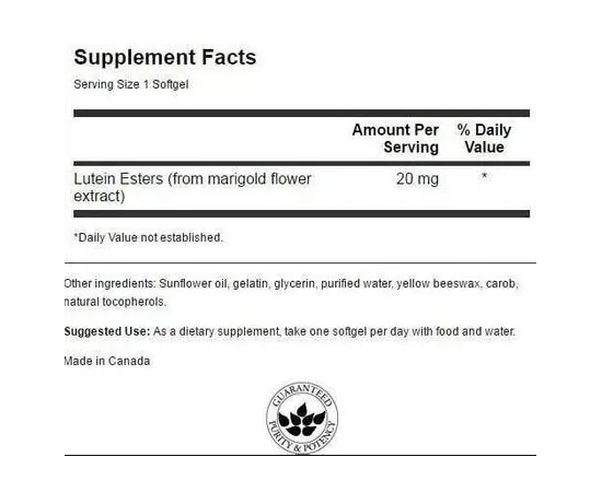 Swanson Lutein Esters 20mg 60 softgels, image , зображення 2