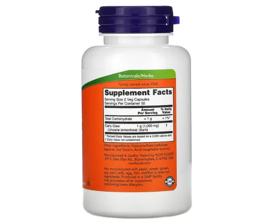 NOW Cat's Claw 500 mg 100 caps, NOW Cat's Claw 500 mg 100 caps , изображение 2 в интернет магазине Mega Mass