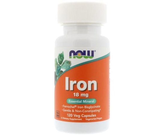 NOW Iron 18 mg 120 caps, image 
