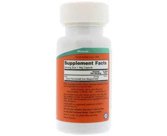 NOW Iron 18 mg 120 caps, NOW Iron 18 mg 120 caps , изображение 2 в интернет магазине Mega Mass