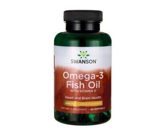 Swanson Omega-3 with vitamin D  1,000 mg 60 softgels, image 