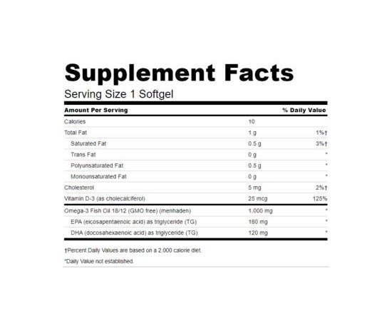 Swanson Omega-3 with vitamin D  1,000 mg 60 softgels, image , зображення 2