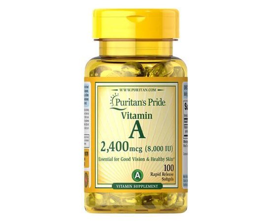 Puritan's Pride Vitamin A 8,000 IU (2,400 mcg) 100 softgels, image 