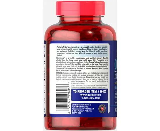 Puritan's Pride Omega-3 Fish Oil 1200 mg + D3 25 mcg 90 softgels, Puritan's Pride Omega-3 Fish Oil 1200 mg + D3 25 mcg 90 softgels , изображение 3 в интернет магазине Mega Mass