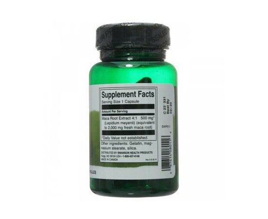 Swanson Maca 500 mg 60 caps, image , зображення 2