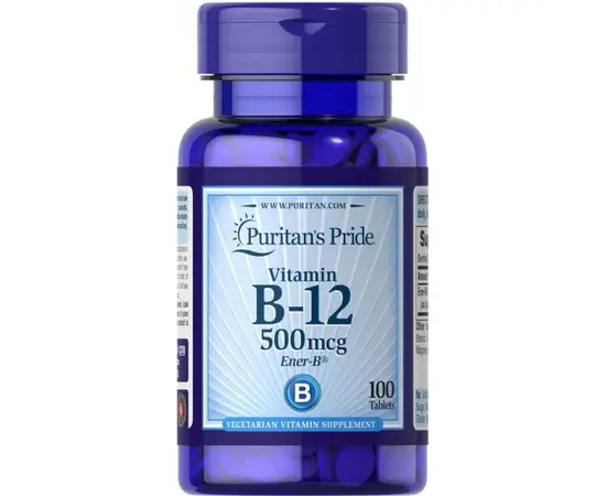 Puritan's Pride B-12 500 mcg 100 tabs, image 