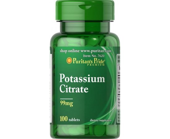 Puritan’s Pride Potassium Citrate 99 mg 100 tabs, image 