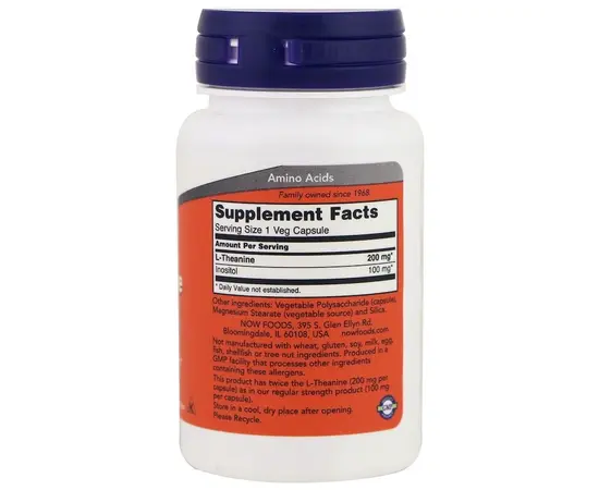 NOW L-Theanine 200 mg 60 caps, Концентрація: 200 mg, image , зображення 2