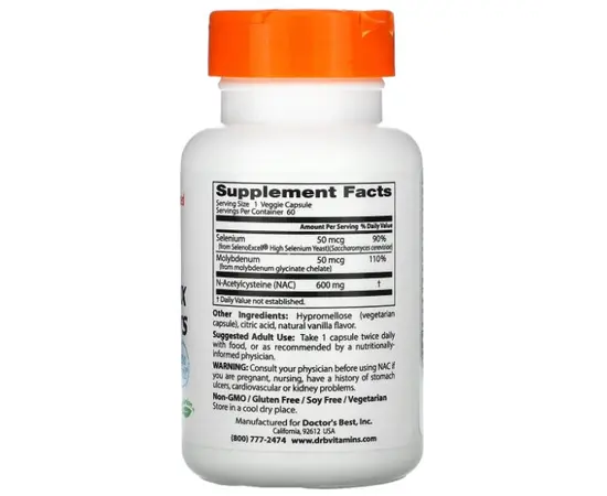 Doctor's Best NAC Detox Regulators 60 veg caps, image , зображення 2