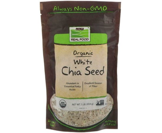 NOW Organic White Chia Seed 454g, NOW Organic White Chia Seed 454g  в интернет магазине Mega Mass