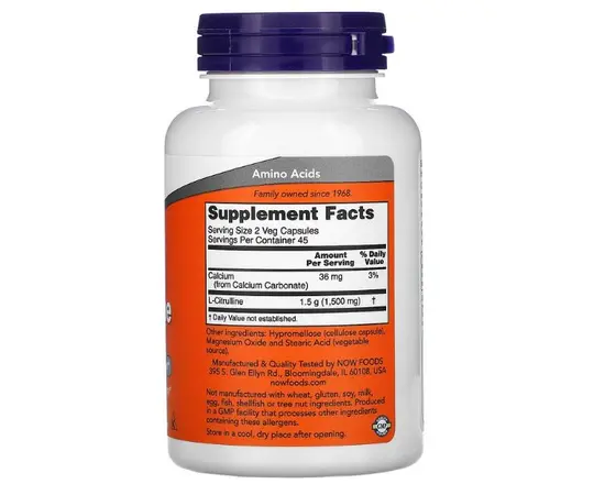 NOW L-Citrulline 750 mg 90 caps, Фасовка: 90 caps, NOW L-Citrulline 750 mg 90 caps, Фасовка: 90 caps , изображение 2 в интернет магазине Mega Mass