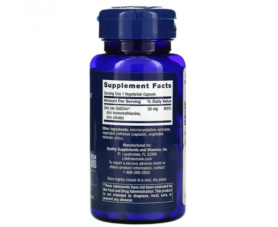 Life Extension Zinc 50 mg 90 caps, image , зображення 2