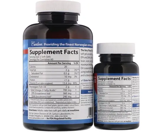 Carlson Fish Oil 700mg 120+30 softgels, Carlson Fish Oil 700mg 120+30 softgels , изображение 2 в интернет магазине Mega Mass