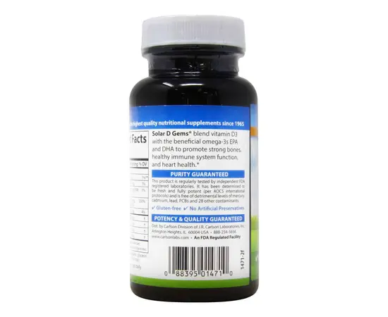 Carlson Solar D Gems 120 softgels Lemon, image , зображення 2